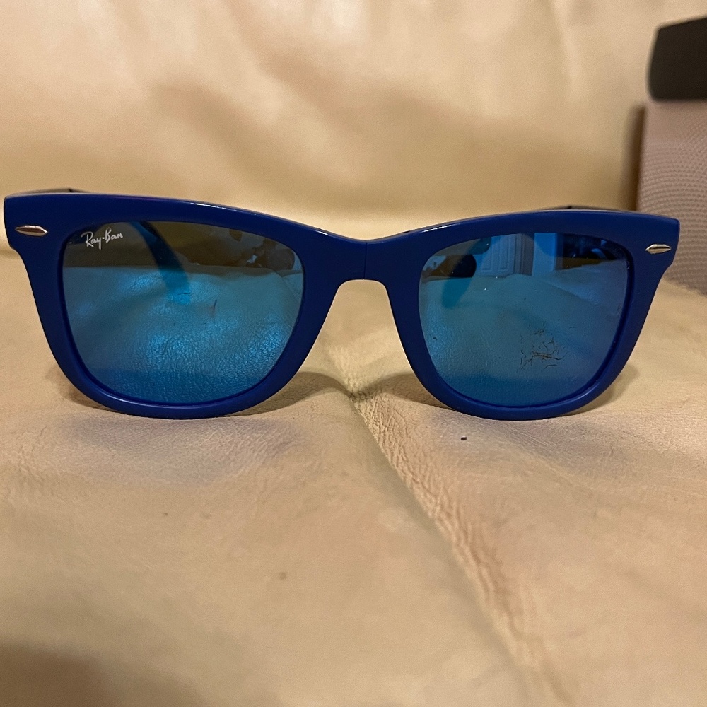 Ray-Ban Wayfarer Folding Sunglasses, Blue, Flash Lenses